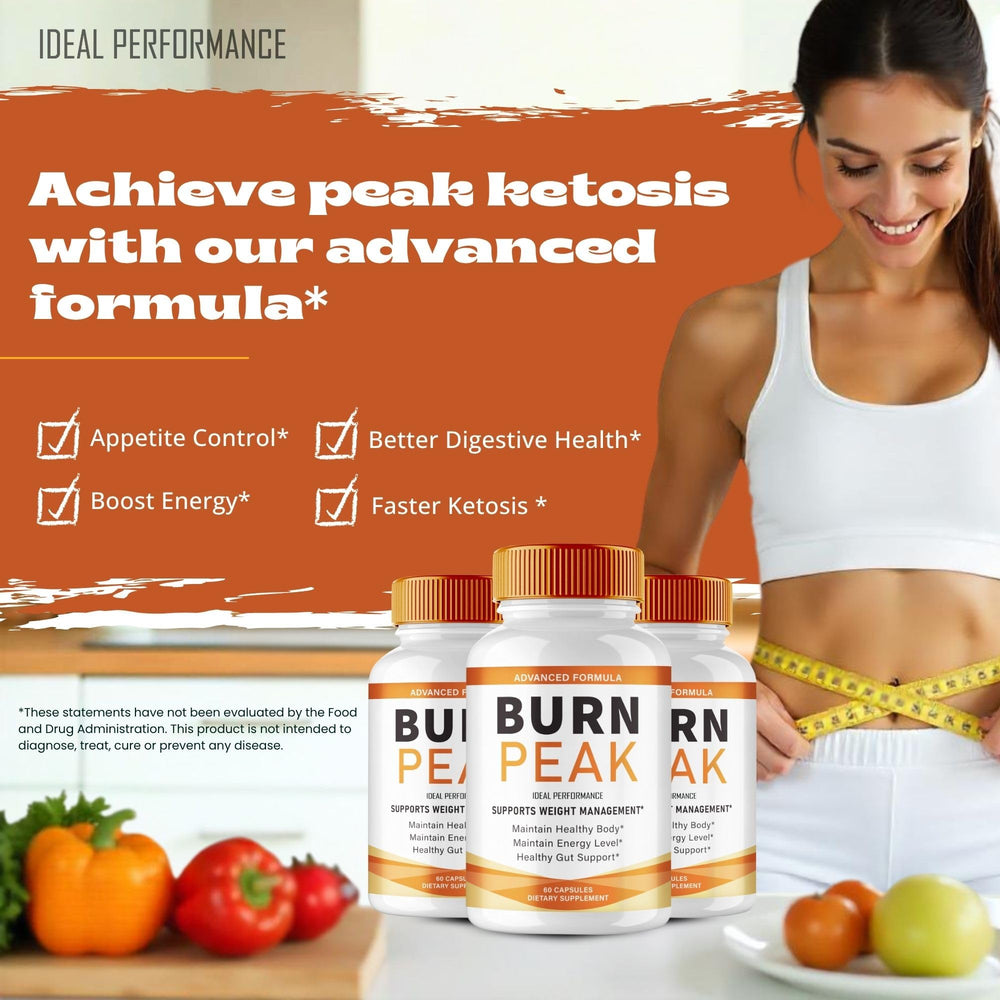 Burn Peak Capsules bottle with fitness gear