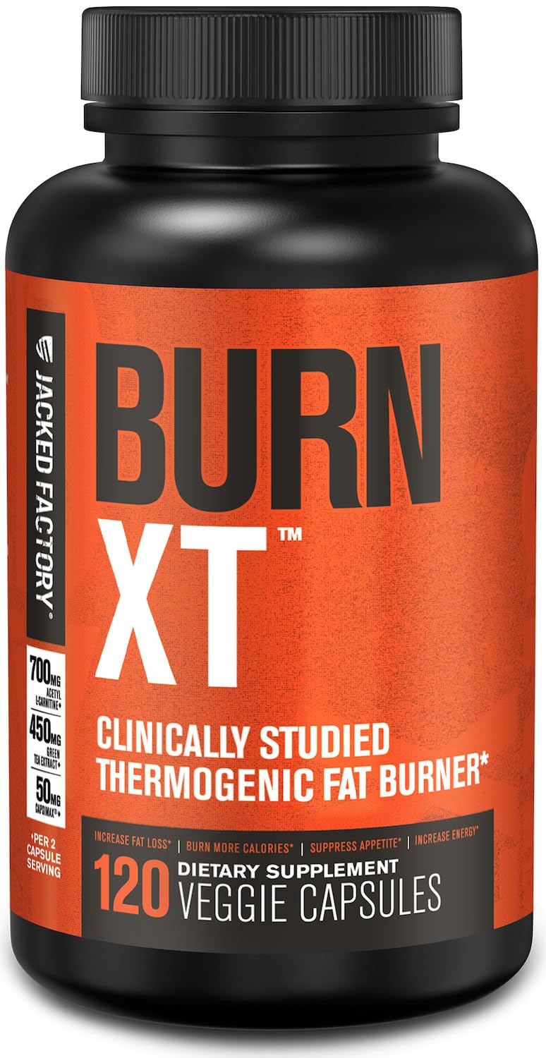 Bottle of Jacked Factory Burn-XT fat burner with label