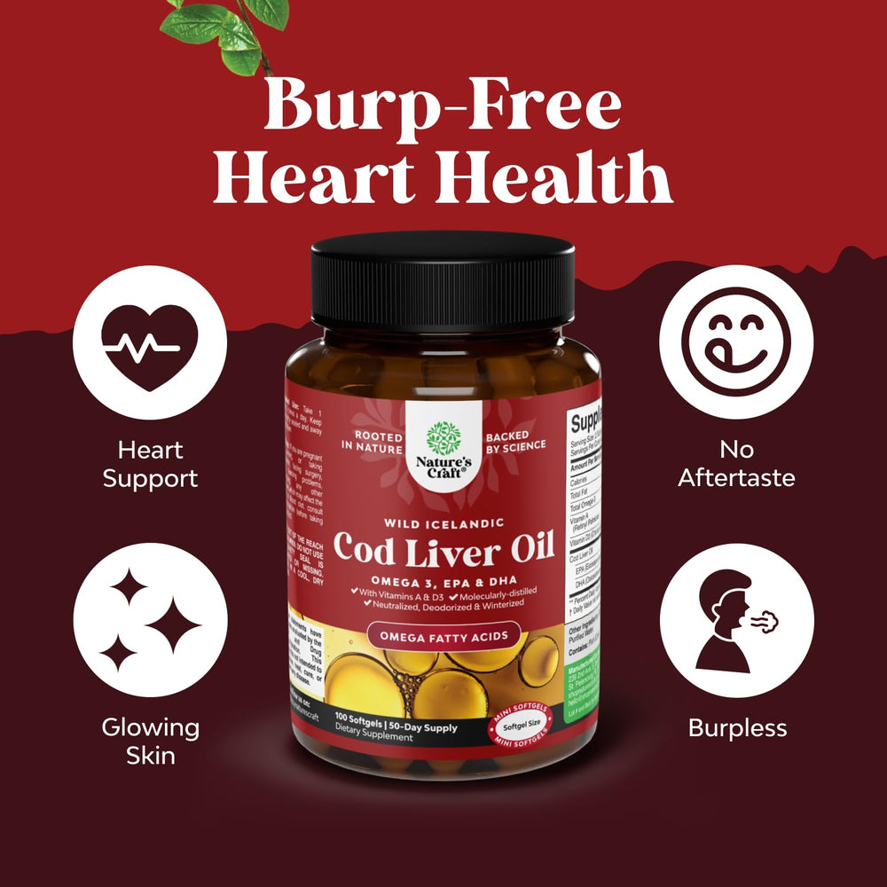 Burpless cod liver oil softgels packaging