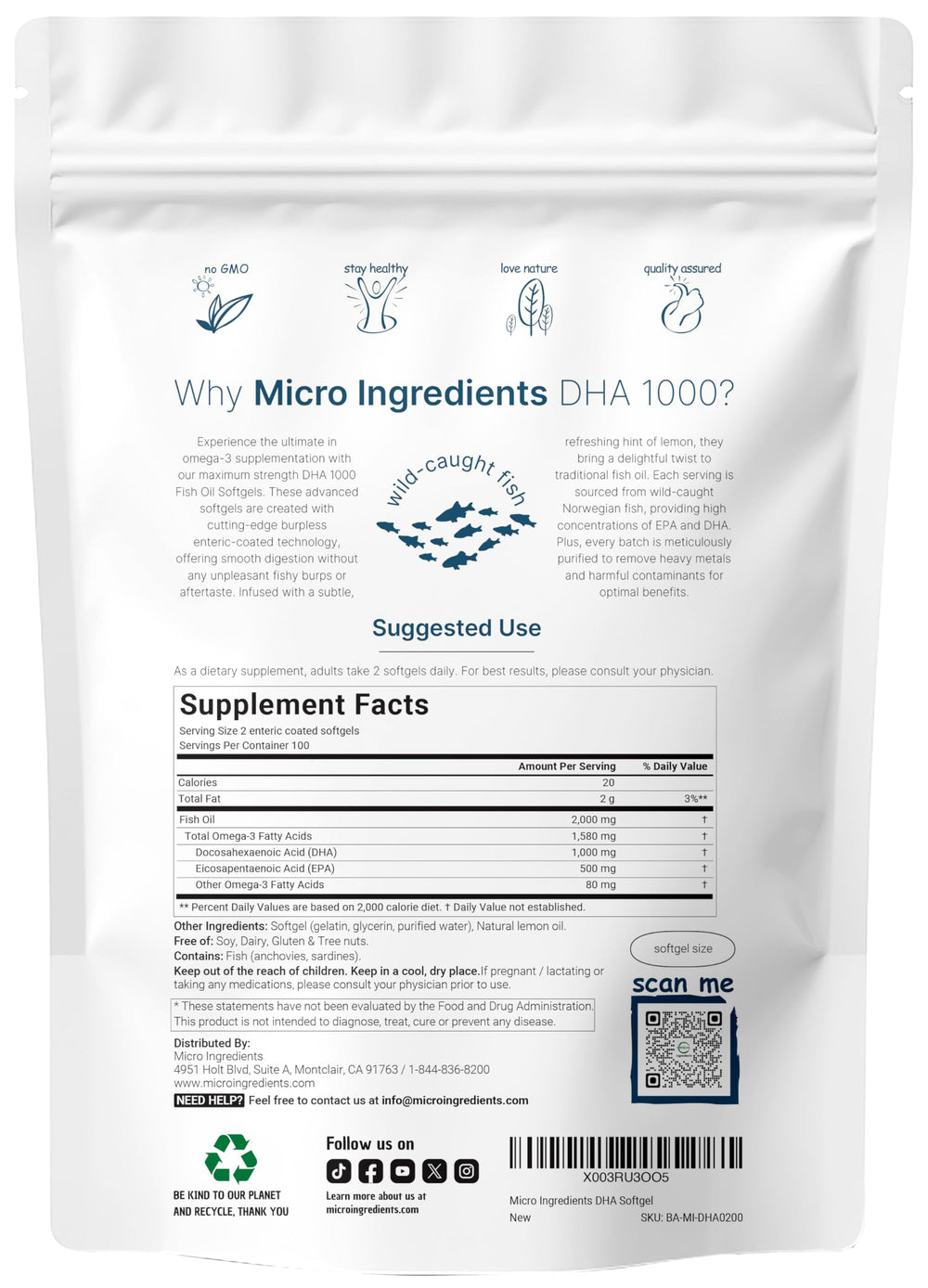 Close-up of burpless enteric-coated omega-3 softgels