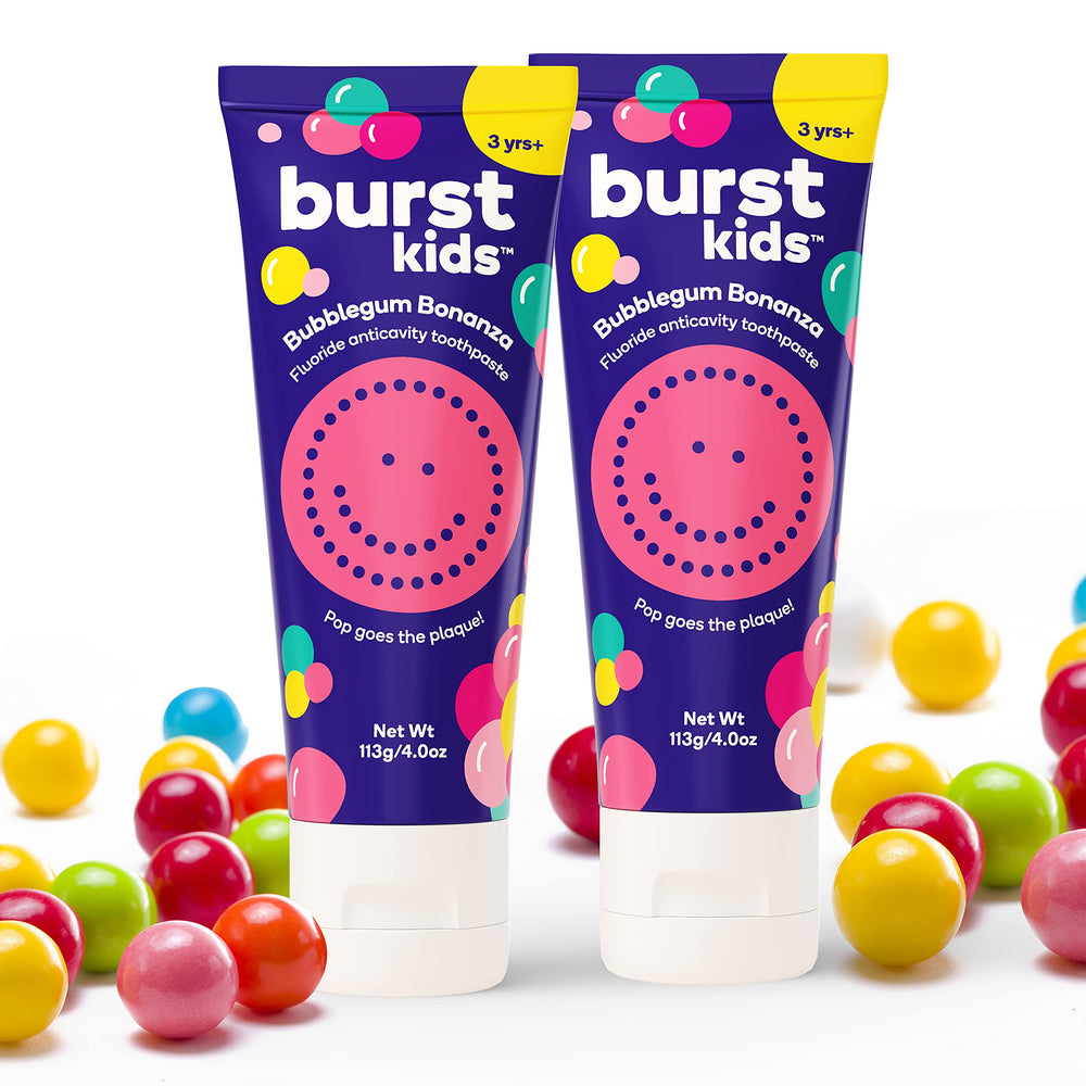 BURST Bubblegum Bonanza Kids Toothpaste 4oz 2-pack packaging