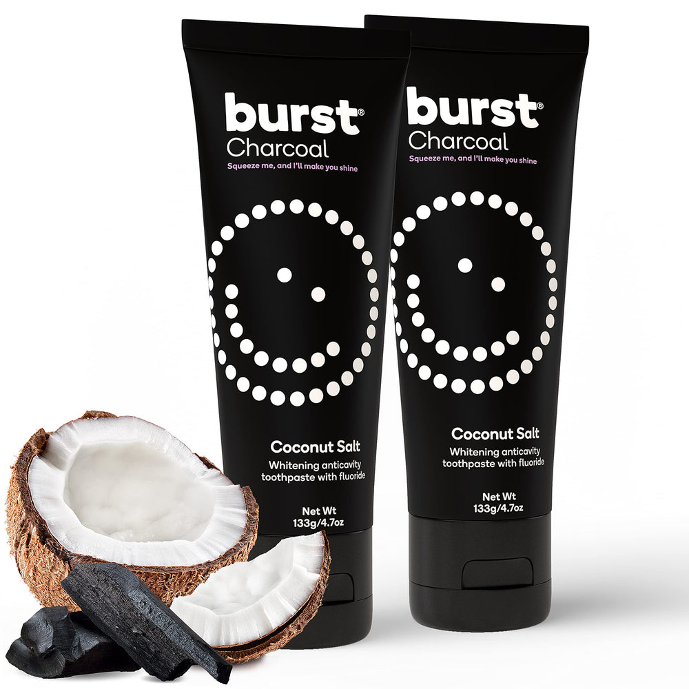 BURST Charcoal Whitening Toothpaste tube and packaging