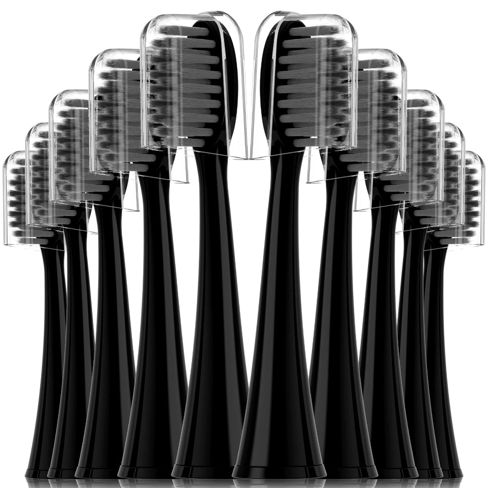 Burst compatible replacement toothbrush heads in black with dust cover cap