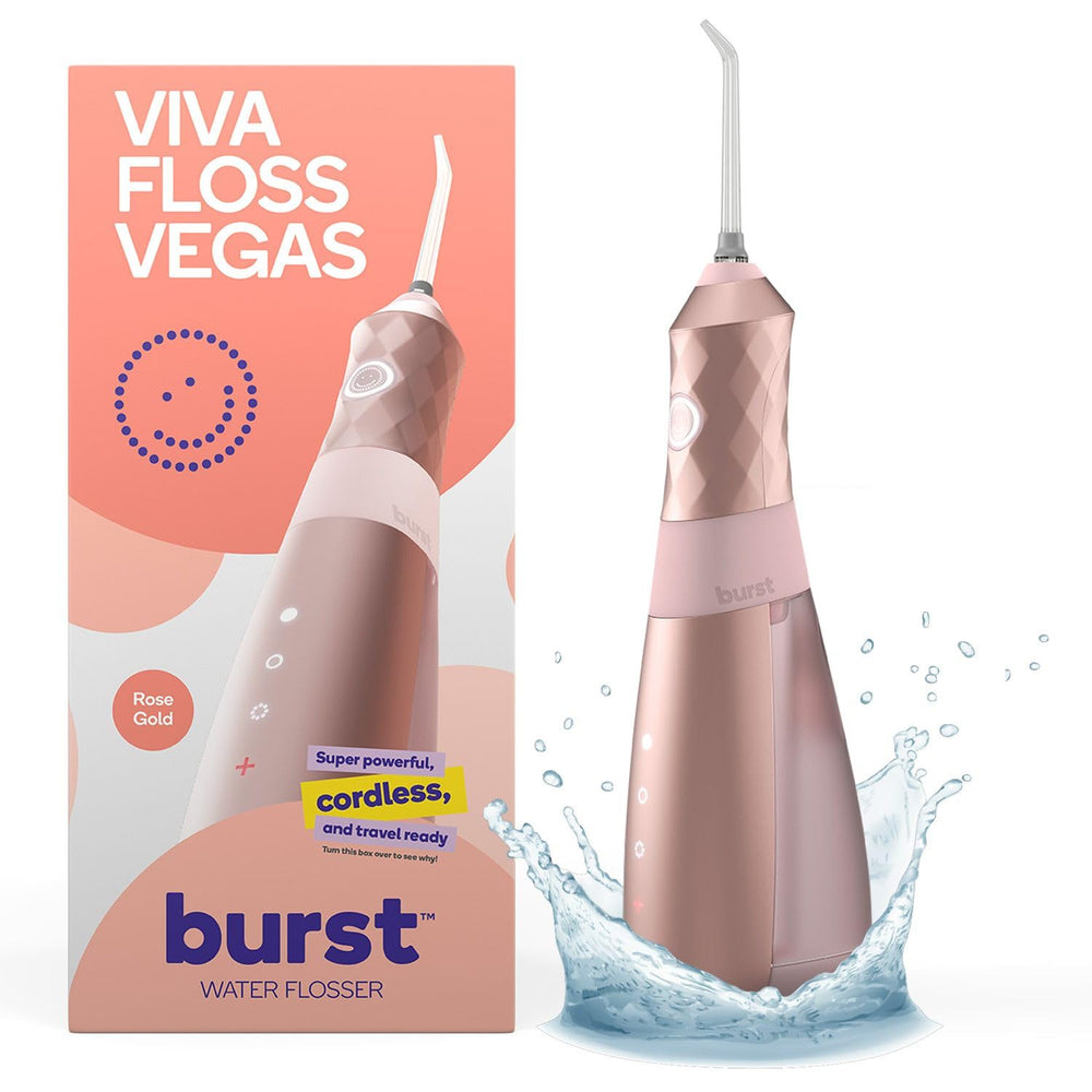 Front view of Burst Electric Water Flosser in Rose Gold