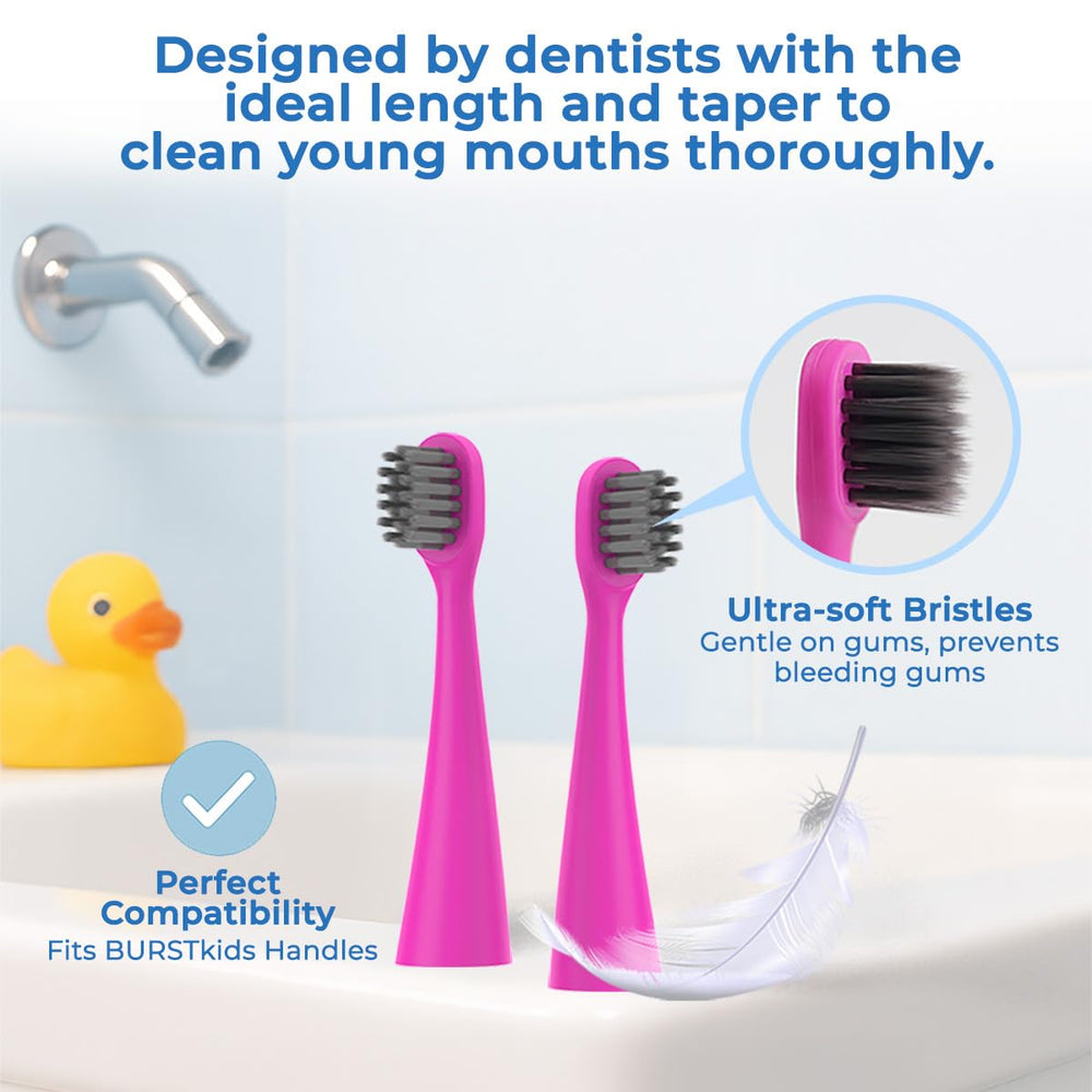 Close-up of ultra-soft tapered bristles on Burst Kids replacement head