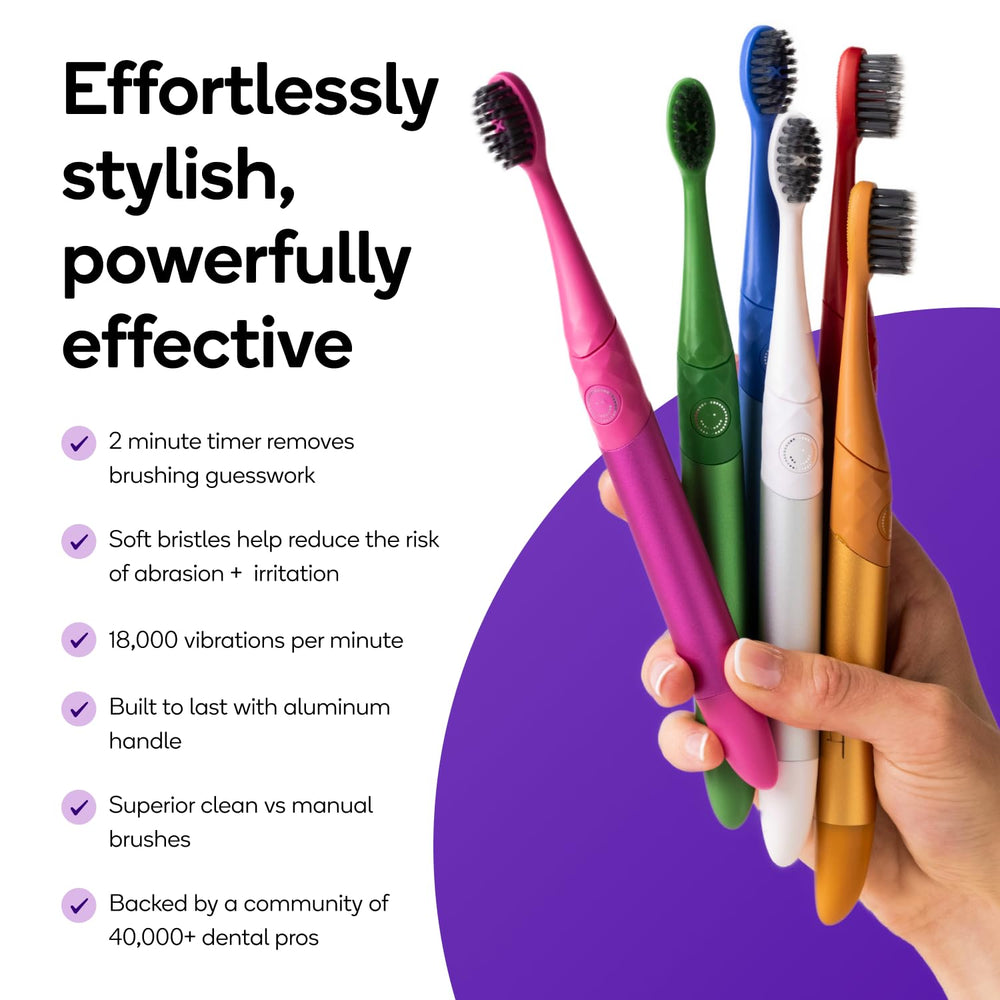 Aluminum handle detail of Burst Nova toothbrush