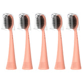 Rose gold Burst replacement toothbrush heads with covers - 5 count, front view