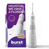 BURST Electric Water Flosser white front view with 3 modes