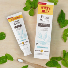 Label indicating SLS and triclosan-free Burt's Bees toothpaste