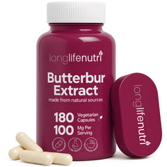 LongLifeNutri Butterbur Extract 100mg bottle front view