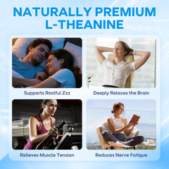 Ingredients panel showing L-Theanine, Ashwagandha, GABA, 5-HTP