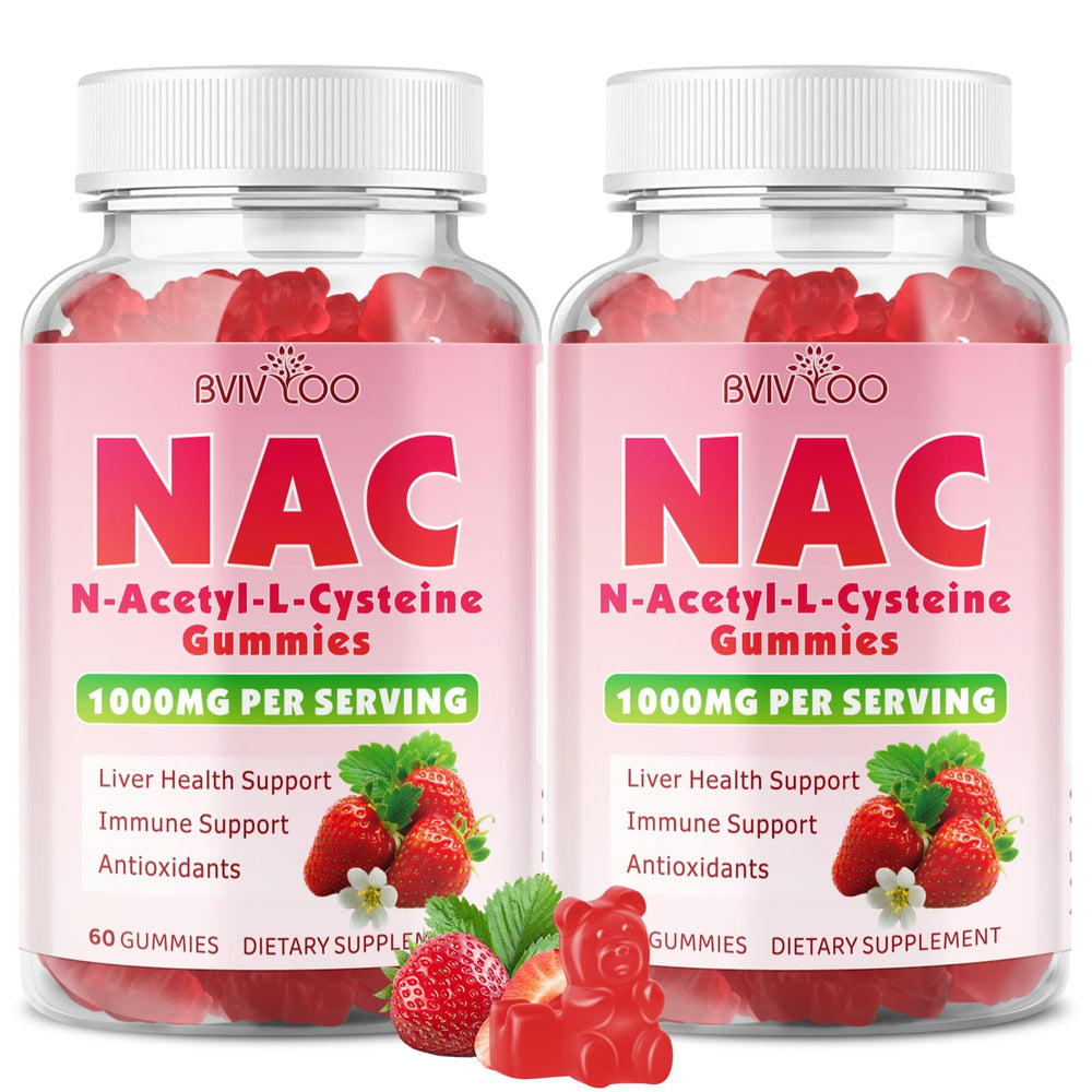 BVIVLOO NAC Gummies 2-Pack sugar-free 1000mg – hero image with bottle and gummies