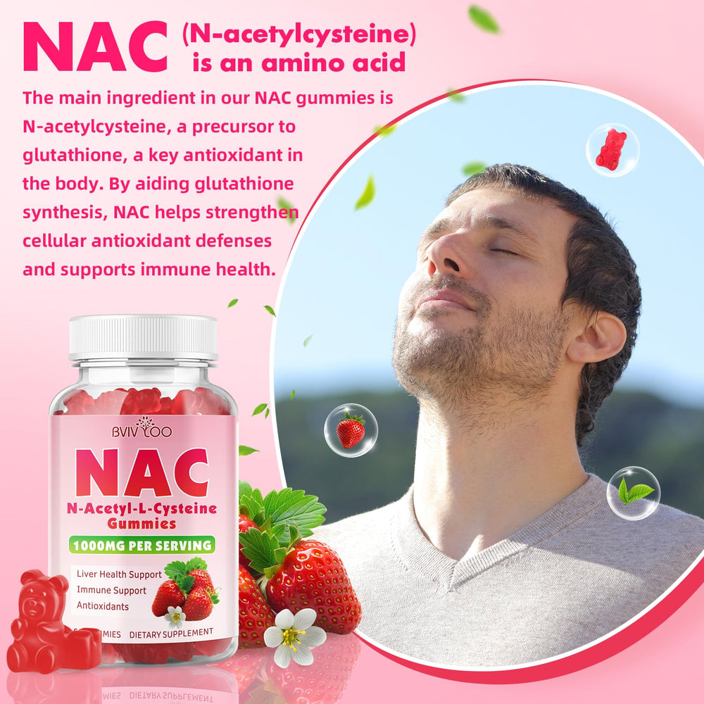 BVIVLOO Sugar-Free NAC Gummies bottle on a table