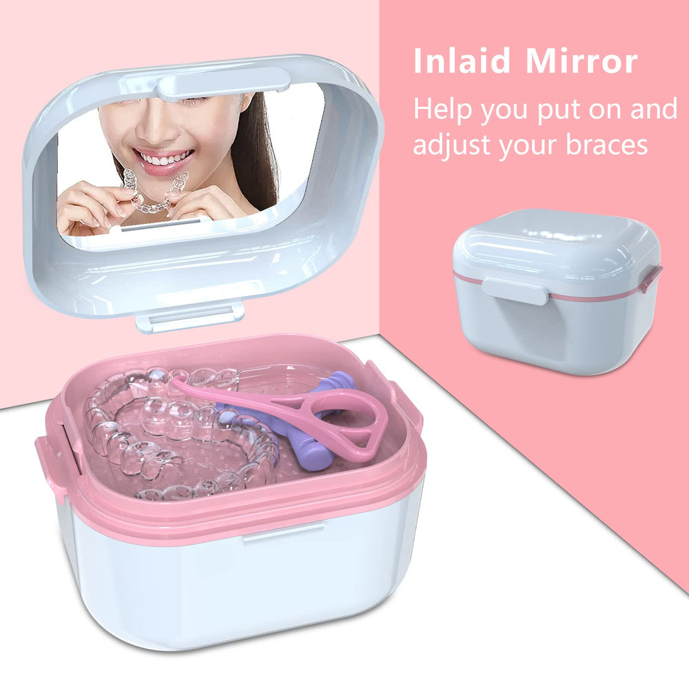 Portable, compact BVN denture case in hand
