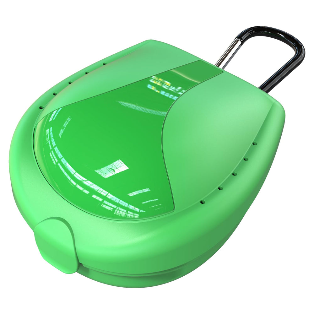 Interior view showing compartments of BVN denture case
