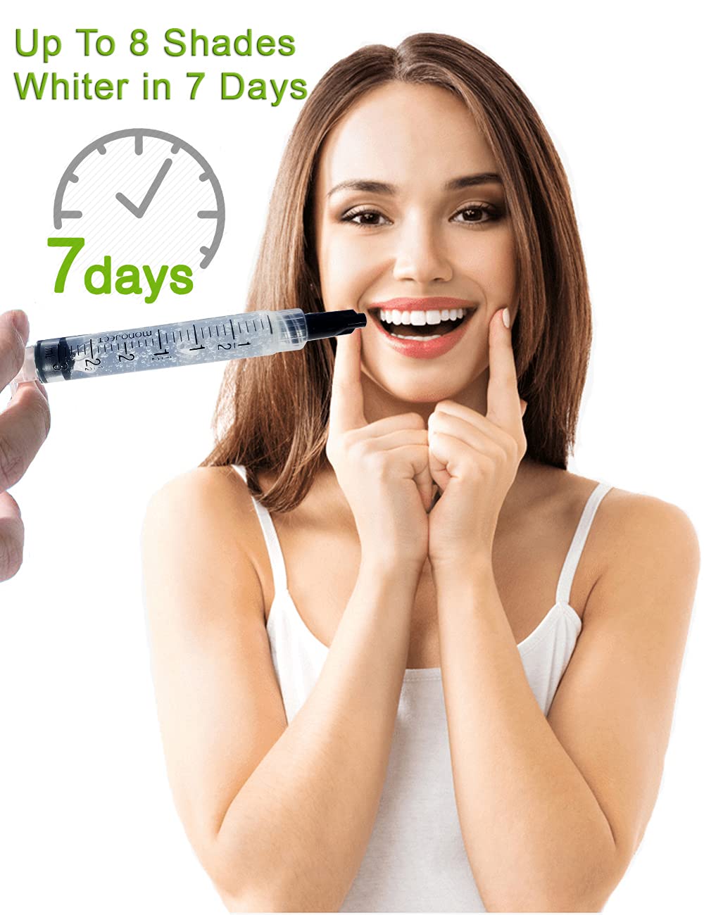 Product works with teeth whitening LED light and trays