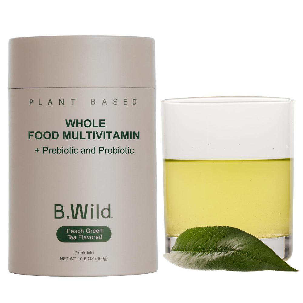 B.WILD Peach Green Tea plant-based multivitamin bottle
