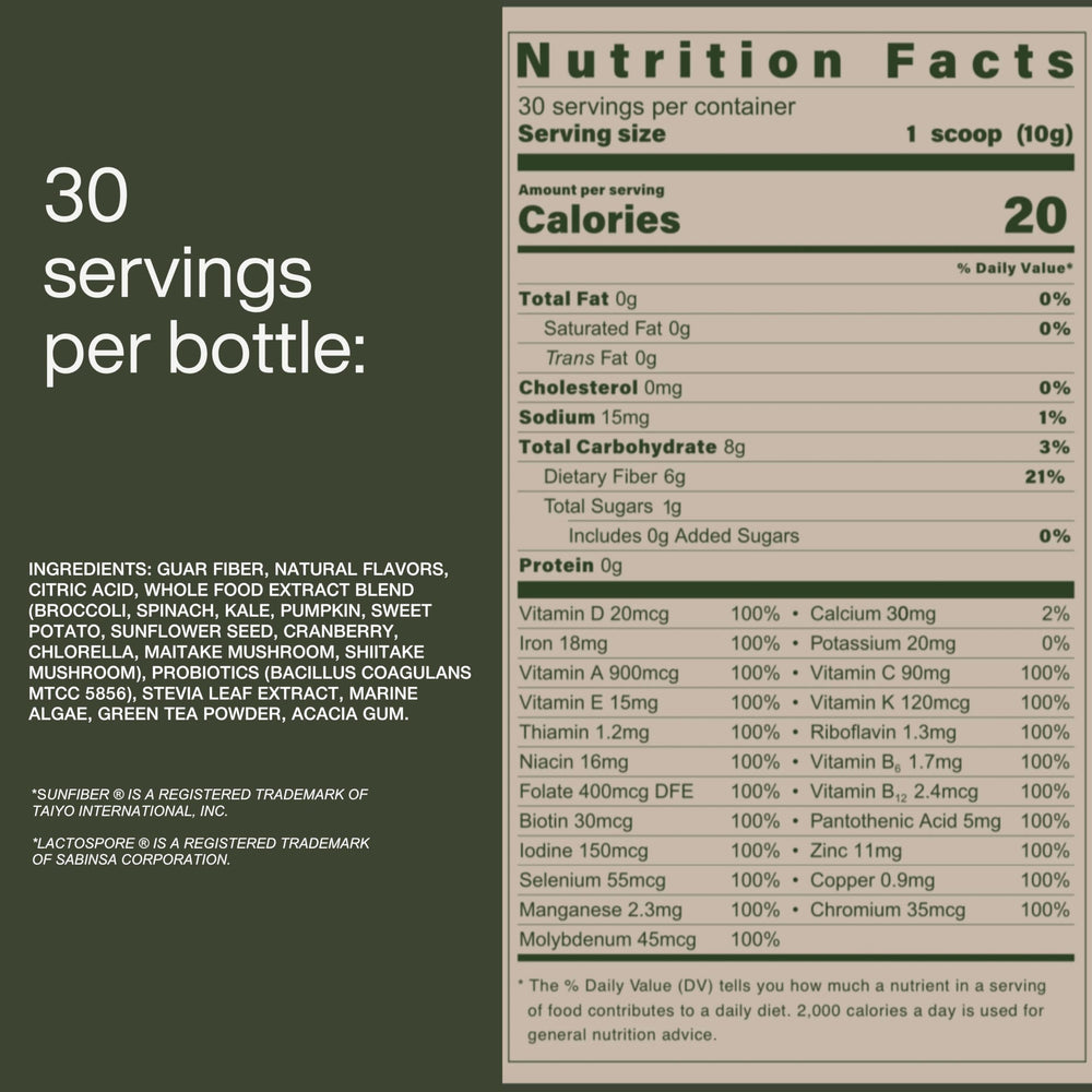 Scooped powder of B.WILD Peach Green Tea multivitamin