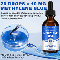 BXRUIAGN methylene blue label closeup showing USP Grade quality.