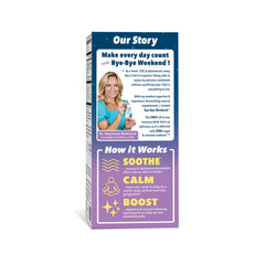 Bye-Bye Weekend PM USA-made stamp on back of box indicating domestic production.