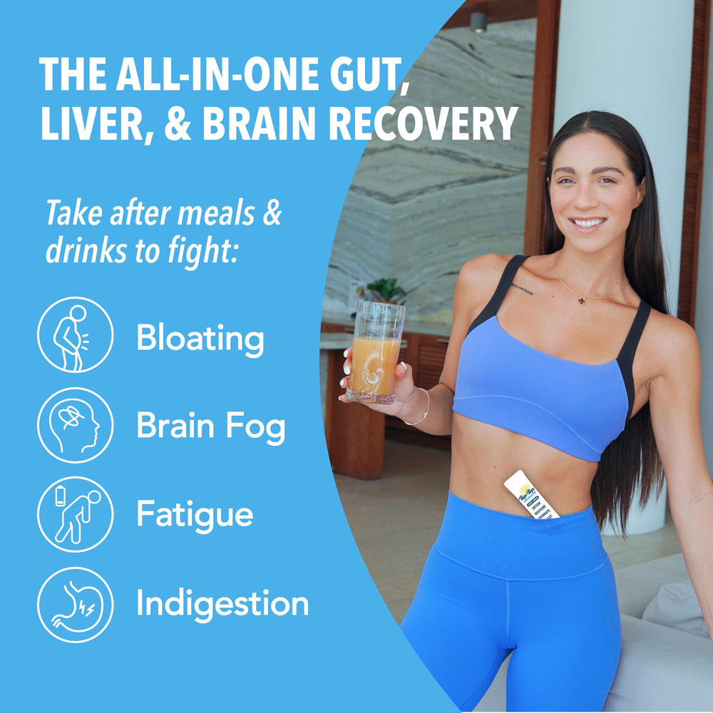 Bye-Bye Weekend Detox Drink Mix ingredients with probiotics and Lion's Mane for mental clarity.