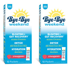 Bye-Bye Weekend detox drink mix strawberry 20-pack supports hydration and post-party recovery.