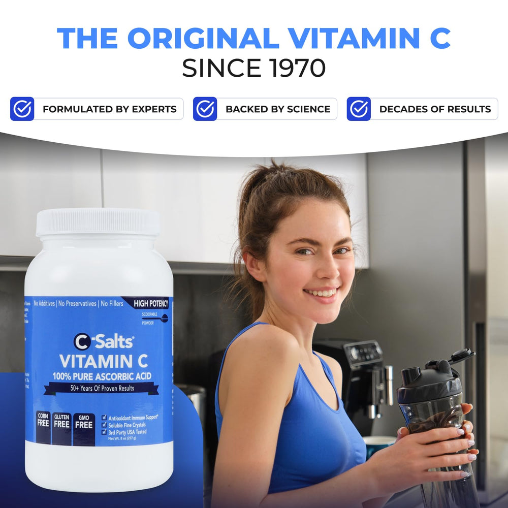 Serving scoop with ascorbic acid powder