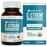 C-Strum Organic Bovine Colostrum capsules – 60% IgG, First Milking, 90-count