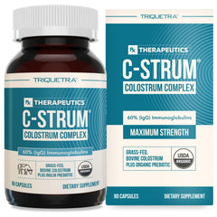 C-Strum Organic Bovine Colostrum capsules – 60% IgG, First Milking, 90-count