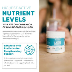C-Strum colostrum powder ingredients panel