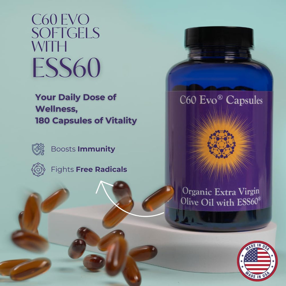 Packaging for C60 Evo Pure ESS60 Olive Oil Softgel Capsules