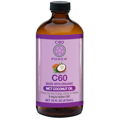Front view of C60 Purple Power Organic MCT Coconut Oil 16 oz bottle