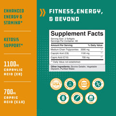 Close-up of MCT oil softgels capsules