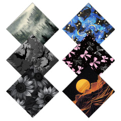 Cabreche 6-pack microfiber glasses cleaning cloths with black sunflower pattern