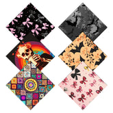 Six Cabreche microfiber glasses cleaning cloths with bowknot designs laid flat