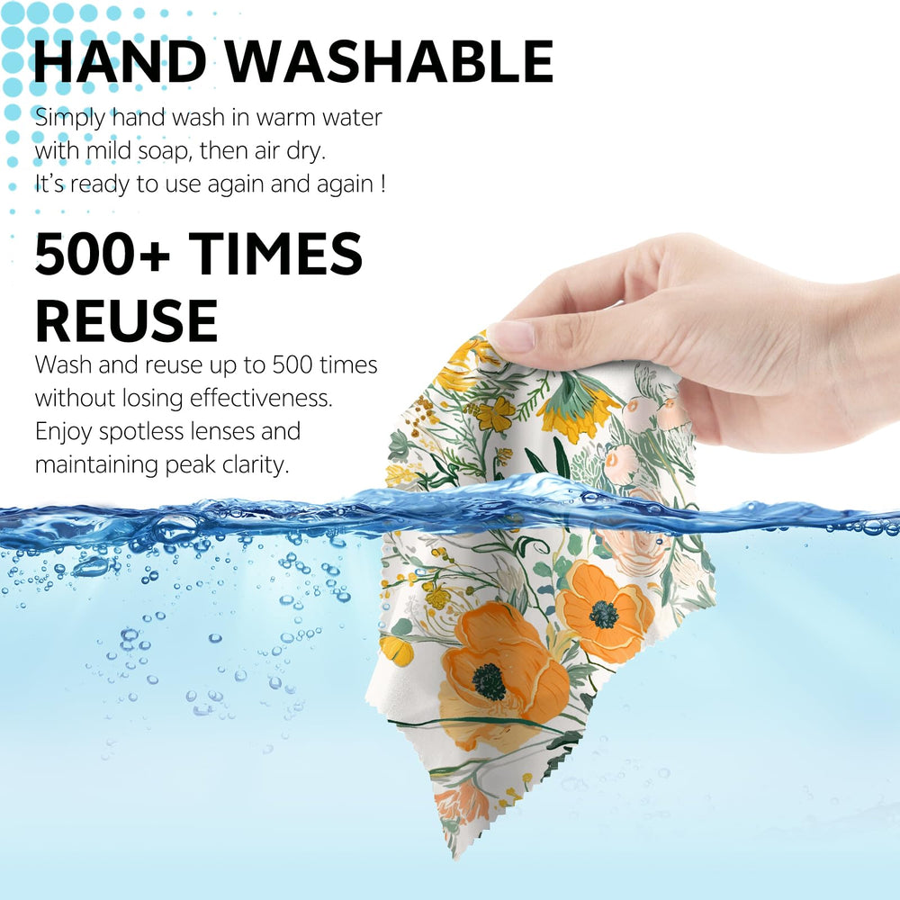 Reusable microfiber cloths suitable for eyeglasses and camera lenses