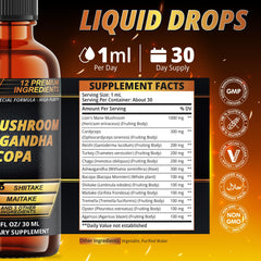 Close-up of Cadane 12in1 Liquid Drops bottle label