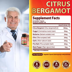 Garlic, pine bark, and black pepper ingredients in capsules
