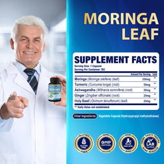 Ingredients: Moringa, Ashwagandha, Tulsi, Ginger and Turmeric