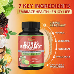Front view of Cadane Citrus Bergamot capsules bottle