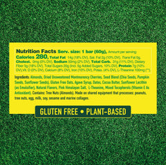 Plant-based vegan gluten-free snack bar with almonds, cherries and seeds