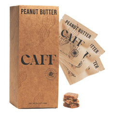 CAFF all natural energy bites packaging showcases a clean, portable caffeine snack for on-the-go energy.