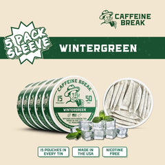 Caffeine Break Wintergreen tin front emphasizes US-made quality