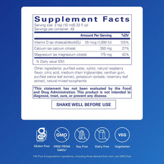 Pure Encapsulations Cal/Mag/D Liquid bottle back with dosage information