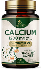Bottle label: Calcium 1200 mg with Vitamin D3, 180 tablets