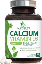 Bottle of Calcium 1200 mg with Vitamin D3 showing 180 tablets