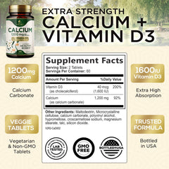 Calcium 1200 mg with Vitamin D3 capsules bottle – USA-made
