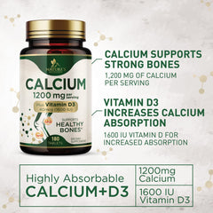 Ingredients label for calcium 1200 mg with D3