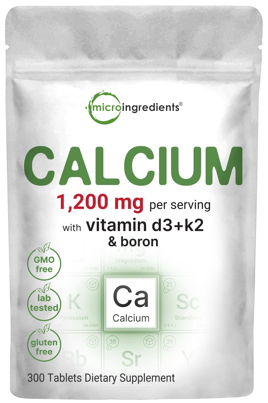 Calcium 1,200mg with D3 and K2 300-tablet bottle