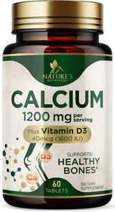 Bottle of Calcium 1200 mg with Vitamin D3 – 60 tablets